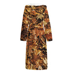 Fall Leaves Hunting Camouflage Print Hooded Bathrobe