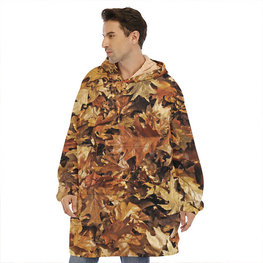 Fall Leaves Hunting Camouflage Print Hoodie Blanket