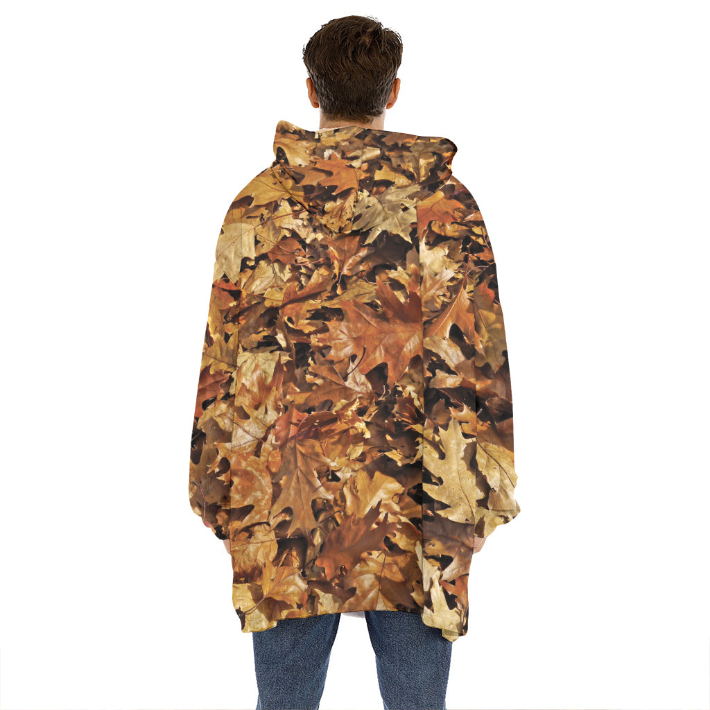 Fall Leaves Hunting Camouflage Print Hoodie Blanket