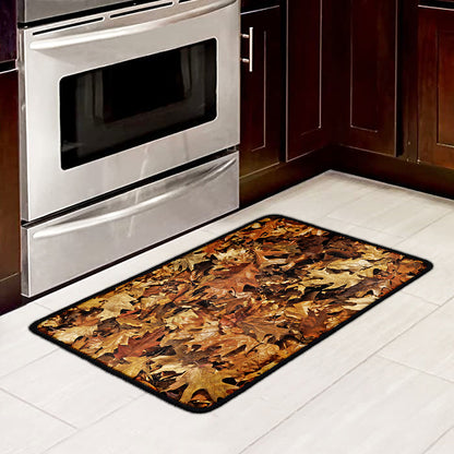 Fall Leaves Hunting Camouflage Print Kitchen Mat