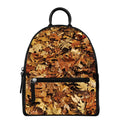 Fall Leaves Hunting Camouflage Print Leather Backpack