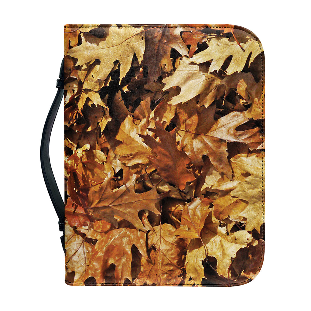 Fall Leaves Hunting Camouflage Print Leather Bible Cover