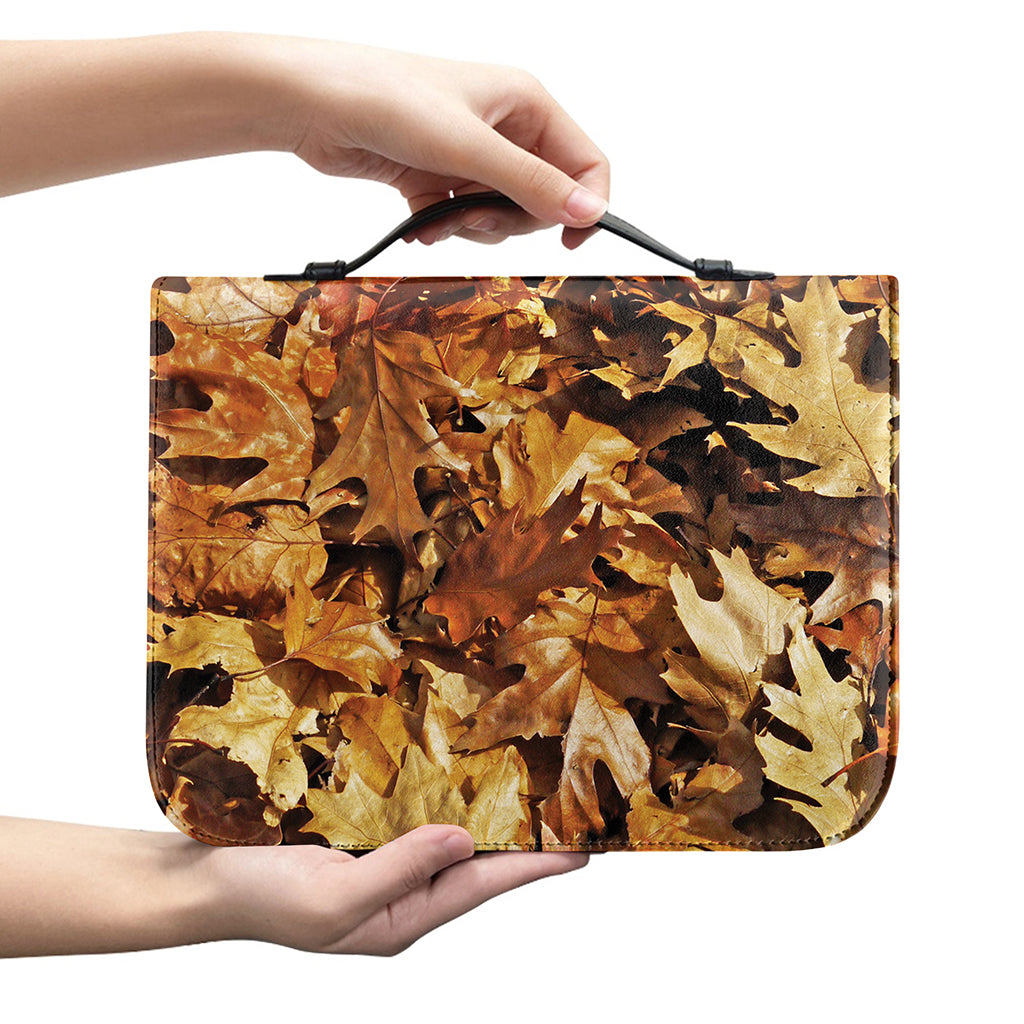 Fall Leaves Hunting Camouflage Print Leather Bible Cover