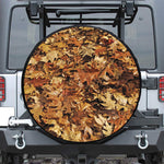 Fall Leaves Hunting Camouflage Print Leather Spare Tire Cover