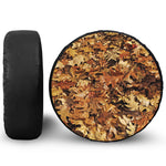 Fall Leaves Hunting Camouflage Print Leather Spare Tire Cover