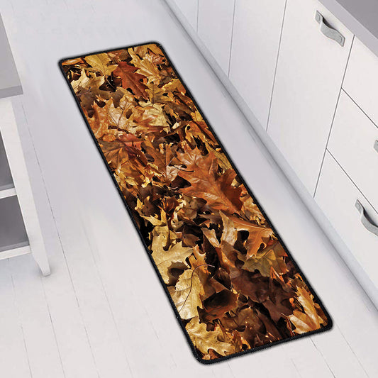 Fall Leaves Hunting Camouflage Print Long Kitchen Mat