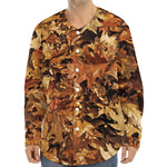 Fall Leaves Hunting Camouflage Print Long Sleeve Baseball Jersey