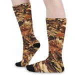 Fall Leaves Hunting Camouflage Print Long Socks