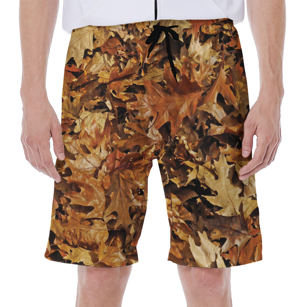 Fall Leaves Hunting Camouflage Print Men's Beach Shorts