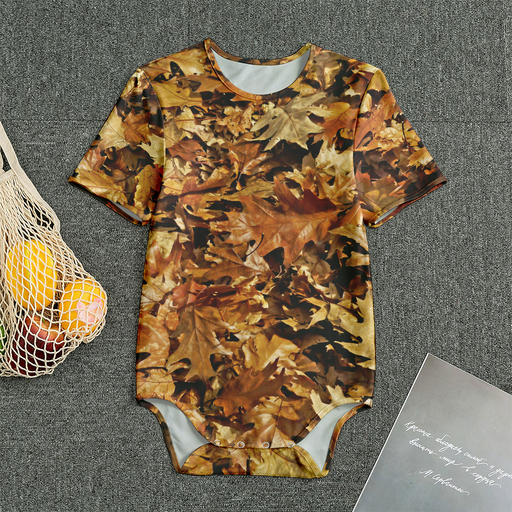 Fall Leaves Hunting Camouflage Print Men's Bodysuit