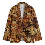 Fall Leaves Hunting Camouflage Print Men's Cotton Blazer