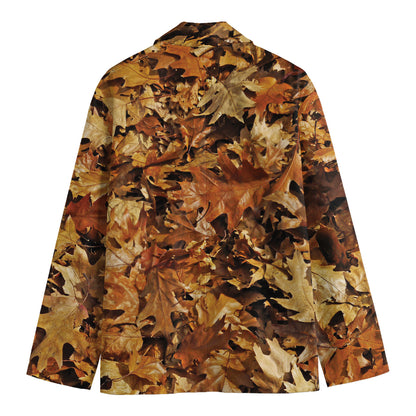 Fall Leaves Hunting Camouflage Print Men's Cotton Blazer