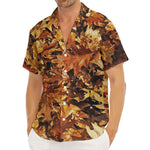 Fall Leaves Hunting Camouflage Print Men's Deep V-Neck Shirt