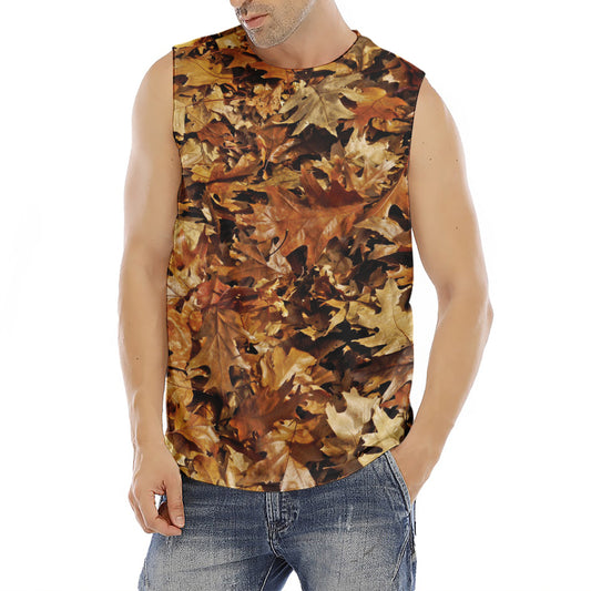 Fall Leaves Hunting Camouflage Print Men's Fitness Tank Top