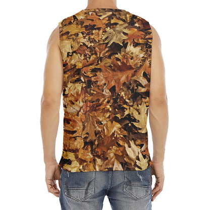 Fall Leaves Hunting Camouflage Print Men's Fitness Tank Top