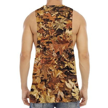 Fall Leaves Hunting Camouflage Print Men's Muscle Tank Top