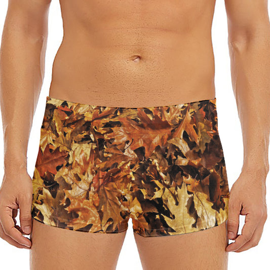 Fall Leaves Hunting Camouflage Print Men's Short Boxer Briefs