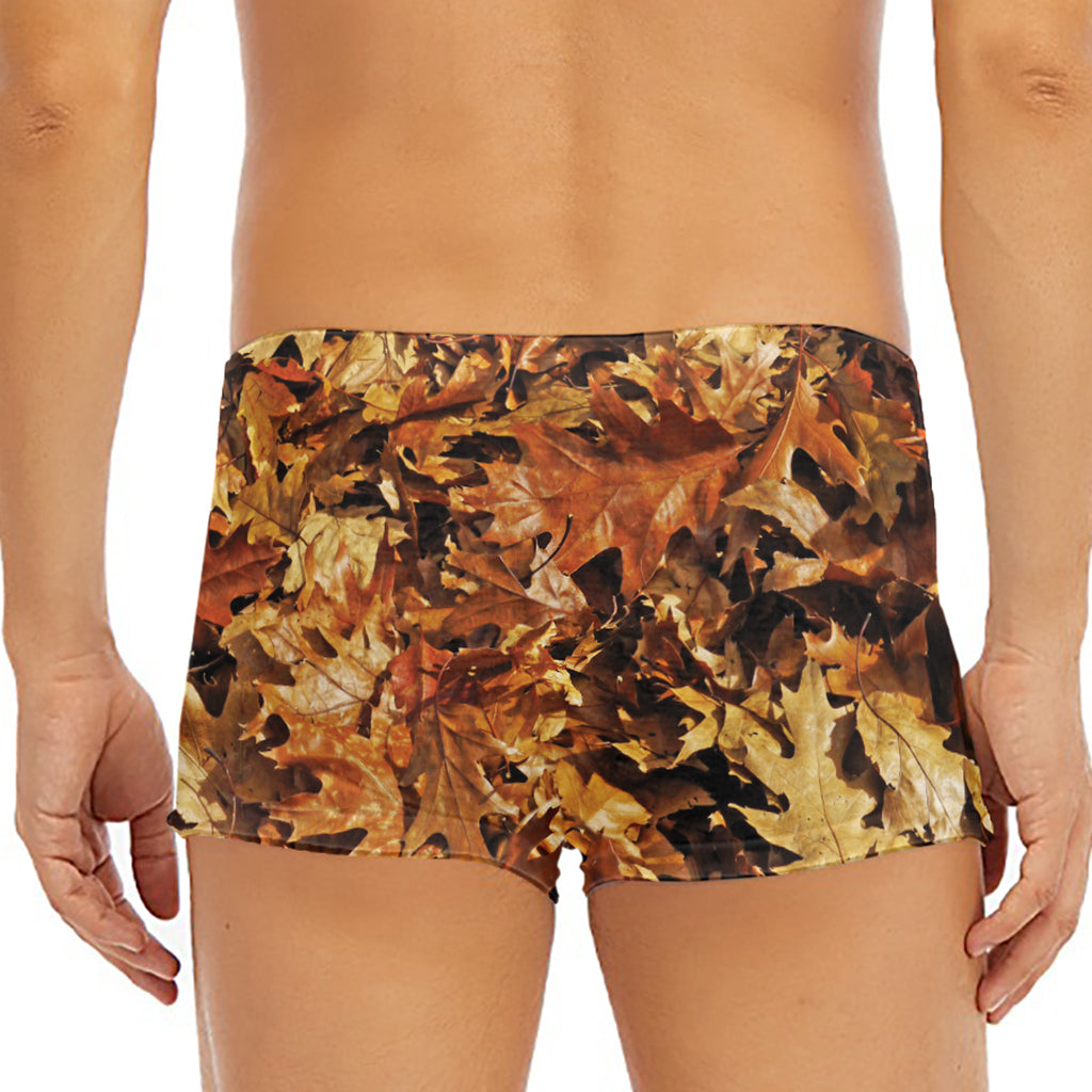 Fall Leaves Hunting Camouflage Print Men's Short Boxer Briefs