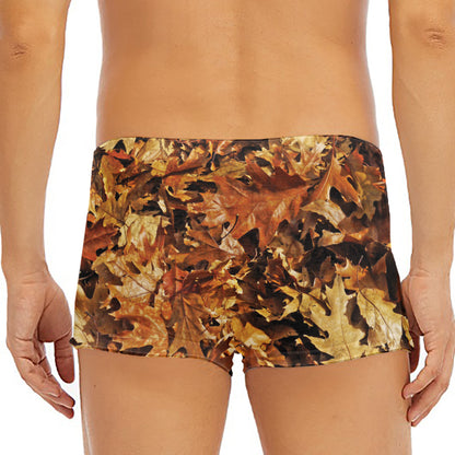 Fall Leaves Hunting Camouflage Print Men's Short Boxer Briefs