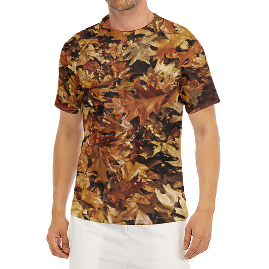 Fall Leaves Hunting Camouflage Print Men's Short Sleeve Rash Guard