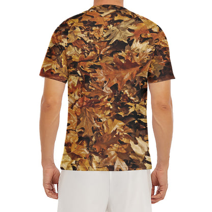 Fall Leaves Hunting Camouflage Print Men's Short Sleeve Rash Guard