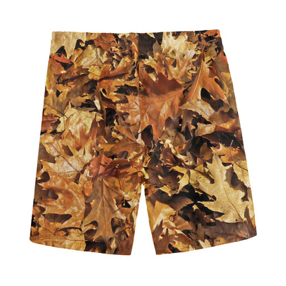 Fall Leaves Hunting Camouflage Print Men's Sports Shorts