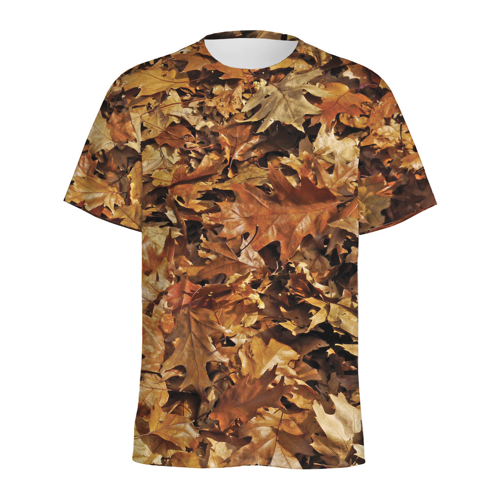 Fall Leaves Hunting Camouflage Print Men's Sports T-Shirt