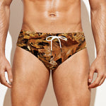 Fall Leaves Hunting Camouflage Print Men's Swim Briefs