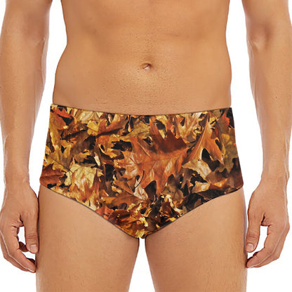 Fall Leaves Hunting Camouflage Print Men's Triangle Swim Briefs