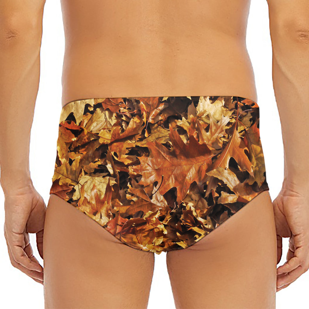 Fall Leaves Hunting Camouflage Print Men's Triangle Swim Briefs