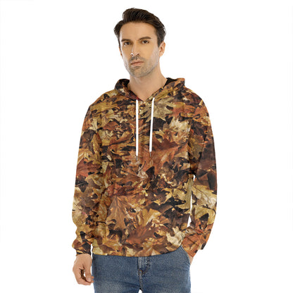 Fall Leaves Hunting Camouflage Print Men's Velvet Pullover Hoodie
