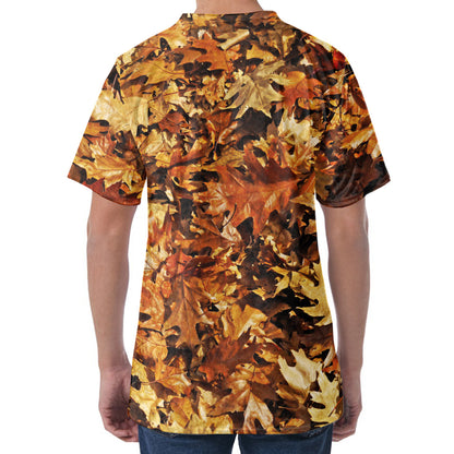 Fall Leaves Hunting Camouflage Print Men's Velvet T-Shirt