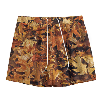 Fall Leaves Hunting Camouflage Print Mesh Shorts