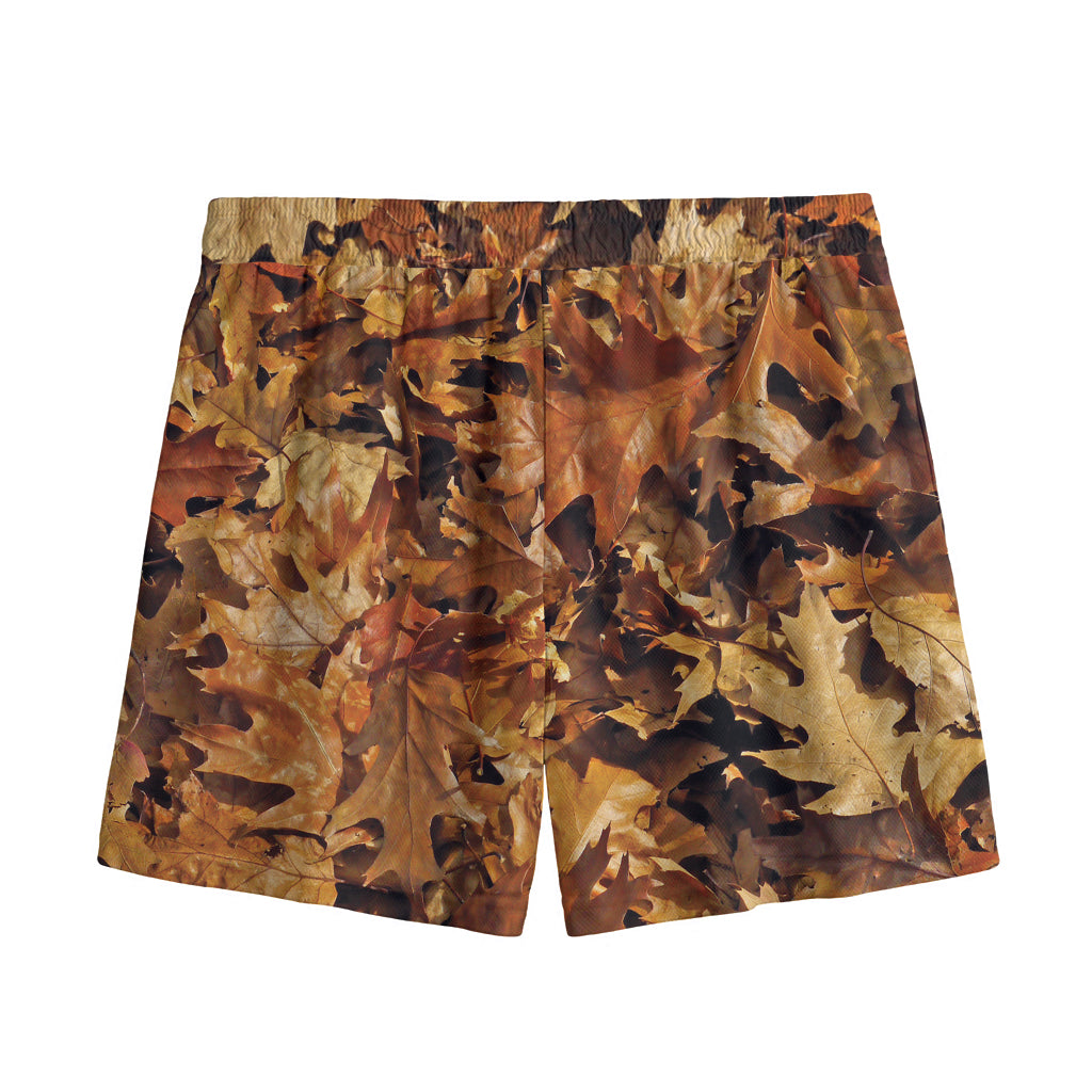 Fall Leaves Hunting Camouflage Print Mesh Shorts