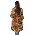 Fall Leaves Hunting Camouflage Print Open Front Beach Cover Up