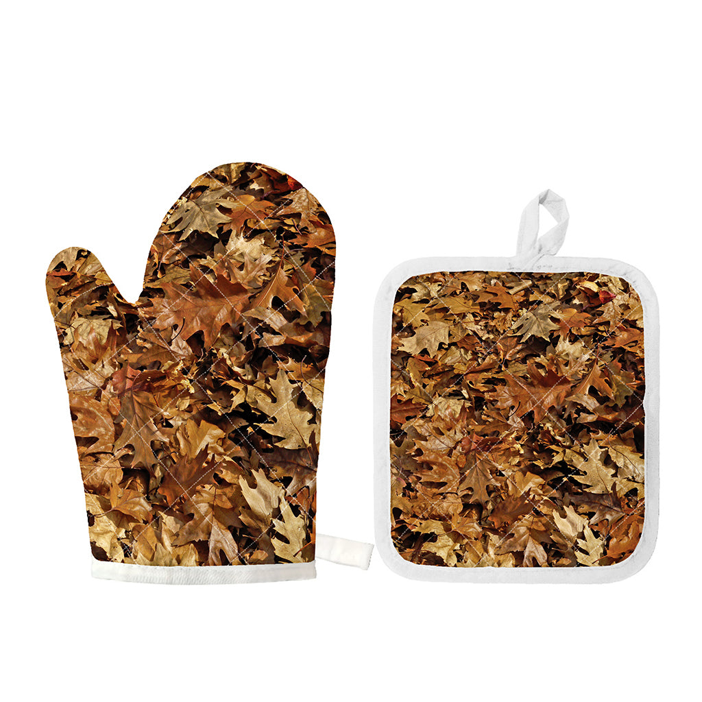 Fall Leaves Hunting Camouflage Print Oven Mitt And Pot Holder Set