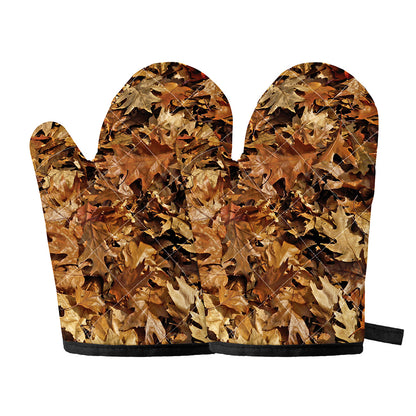 Fall Leaves Hunting Camouflage Print Oven Mitts