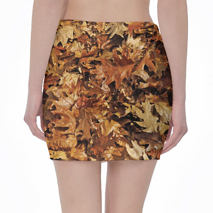 Fall Leaves Hunting Camouflage Print Pencil Mini Skirt