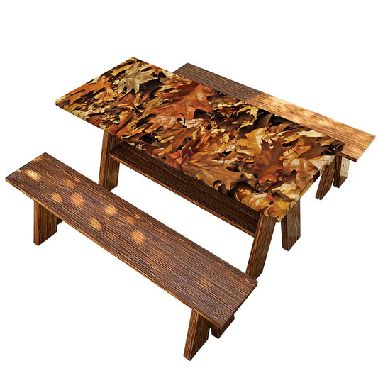 Fall Leaves Hunting Camouflage Print Picnic Table Cover
