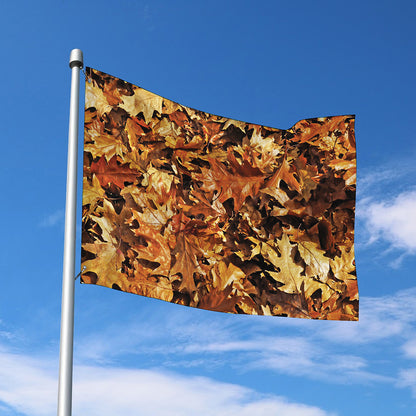 Fall Leaves Hunting Camouflage Print Polyester Flag