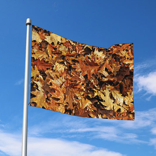 Fall Leaves Hunting Camouflage Print Polyester Flag