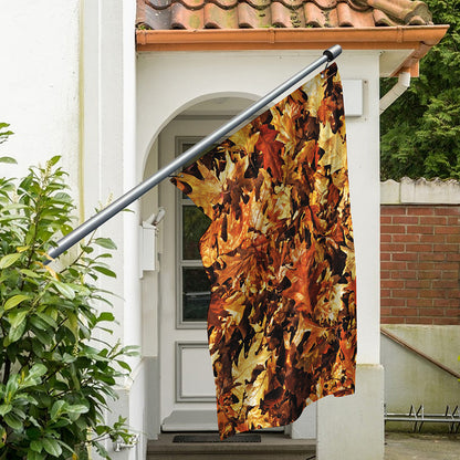 Fall Leaves Hunting Camouflage Print Polyester Flag