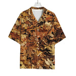 Fall Leaves Hunting Camouflage Print Rayon Hawaiian Shirt