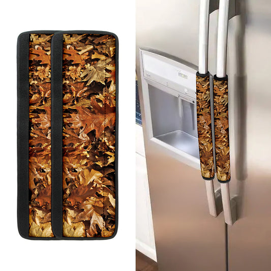Fall Leaves Hunting Camouflage Print Refrigerator Handle Covers