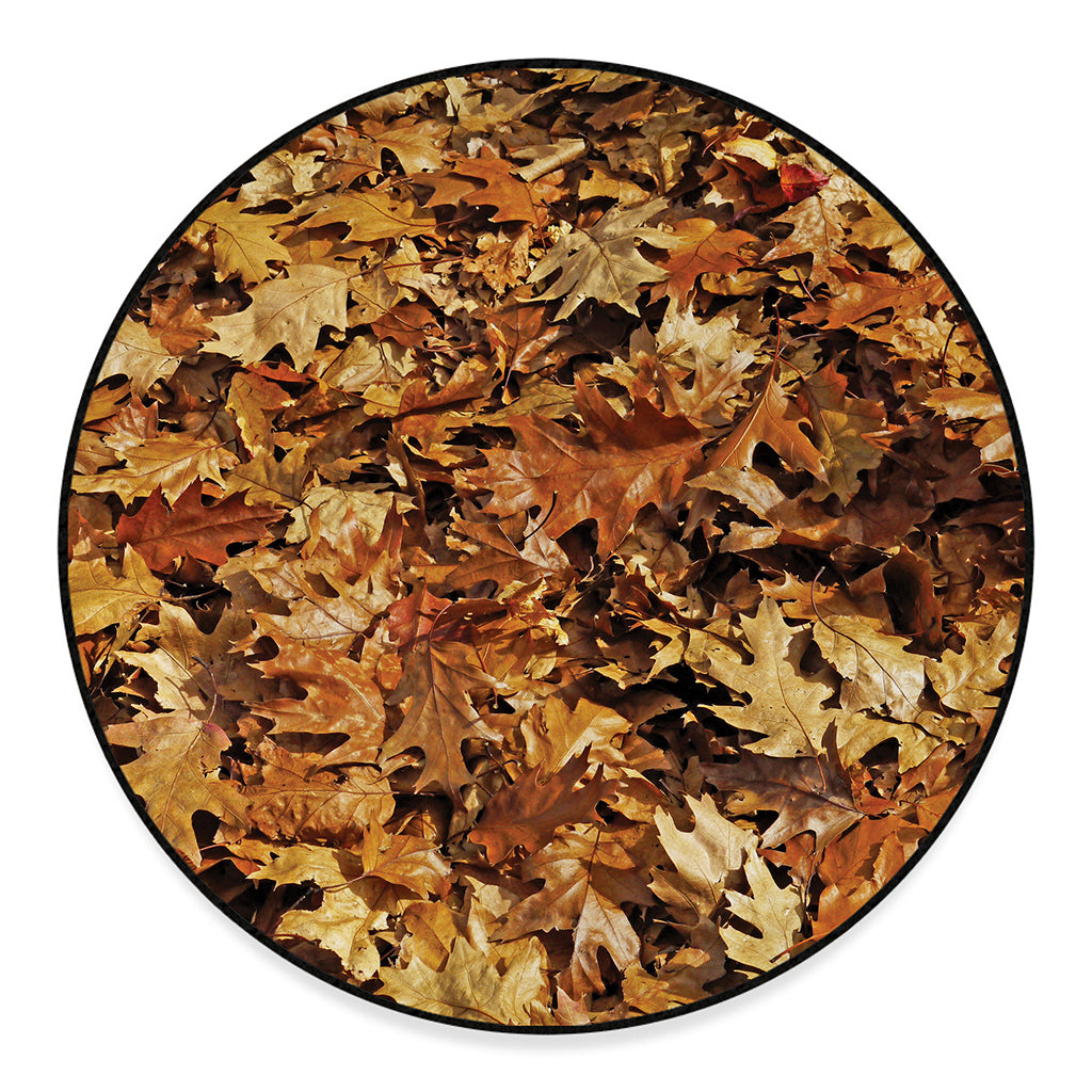 Fall Leaves Hunting Camouflage Print Round Floor Mat