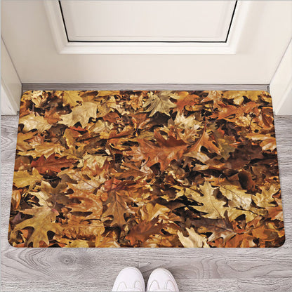Fall Leaves Hunting Camouflage Print Rubber Doormat