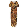 Fall Leaves Hunting Camouflage Print Short Sleeve Long Nightdress