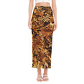 Fall Leaves Hunting Camouflage Print Side Slit Maxi Skirt
