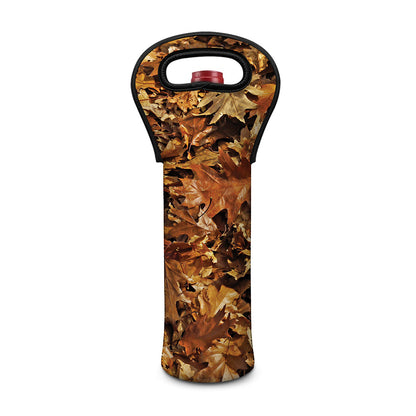 Fall Leaves Hunting Camouflage Print Single Neoprene Wine Tote