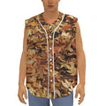 Fall Leaves Hunting Camouflage Print Sleeveless Baseball Jersey